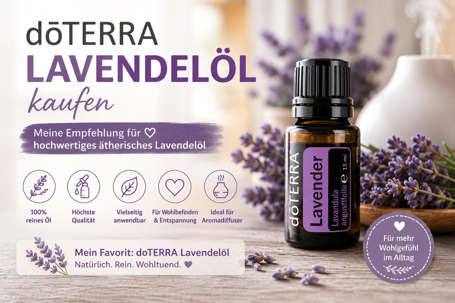 Lavendelöl zur Beruhigung kaufen – entspannender Duft mit Lavendelblüten für ruhige Nächte